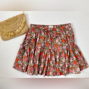 J. CREW x LIBERTY London Tiered Organic Cotton Pink Floral Mini Skirt Size Small